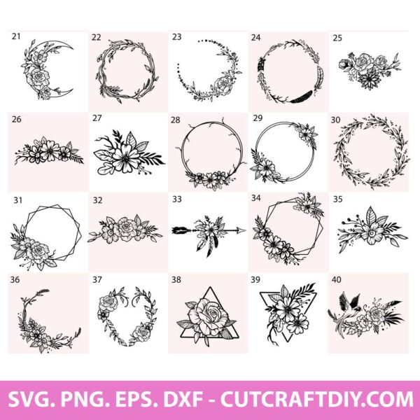 Geometric floral wreath svg