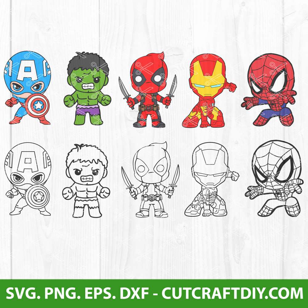 Baby Superheroes SVG, Baby Spiderman svg, Marvel Heroes svg, Captain  America svg, Avengers svg, Hulk svg, Ironman svg, png, dxf, eps