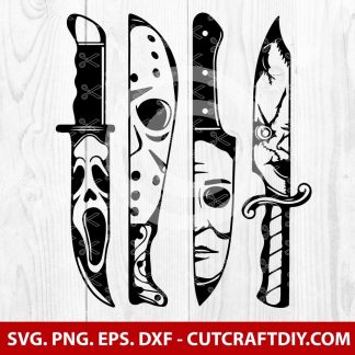 Horror movie characters in knives svg