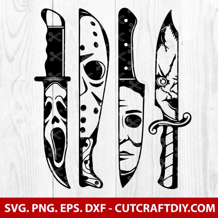 Horror movie characters in knives svg