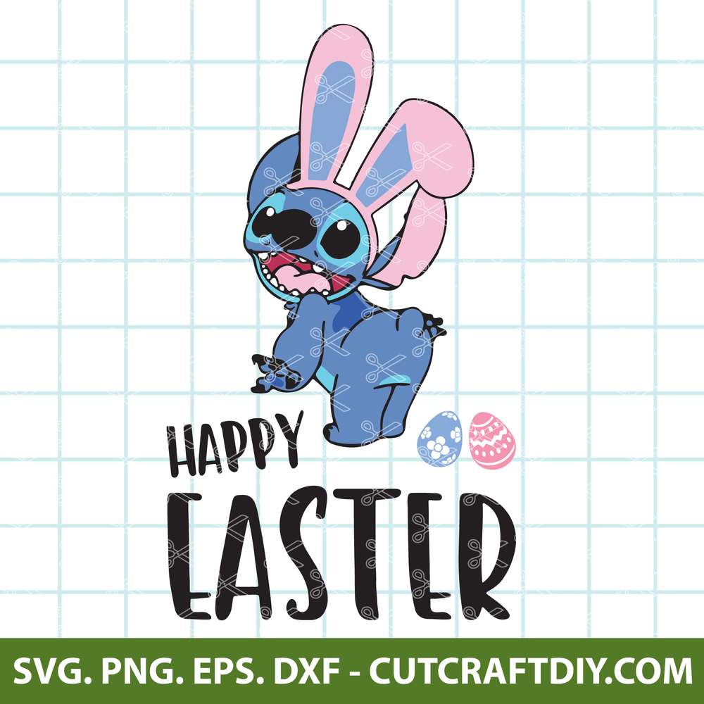 Stitch Easter SVG, Happy Easter SVG, Stitch SVG Cutting File