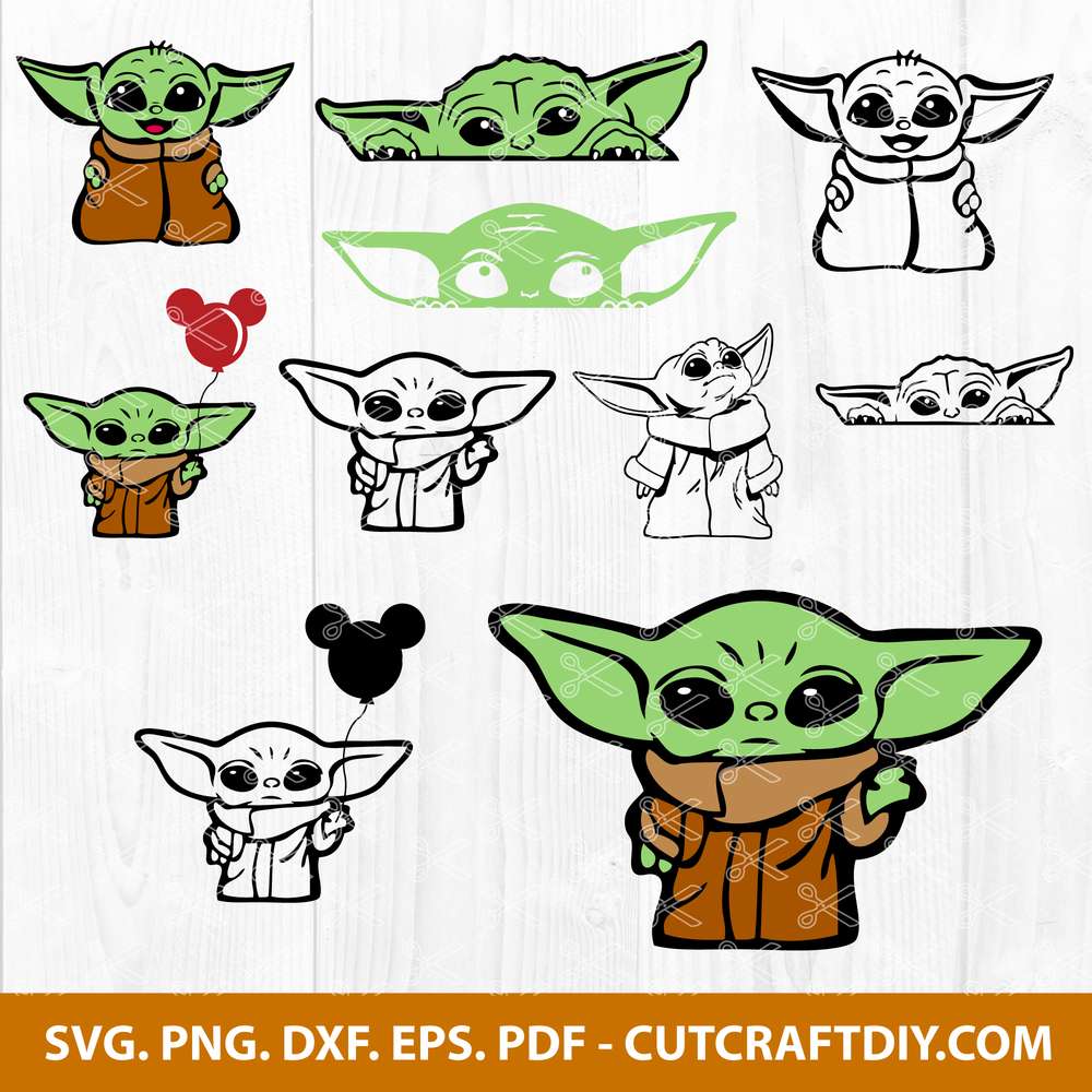 Baby Yoda SVG Bundle, Mandalorian SVG, Baby Yoda PNG, The Child SVG, dxf,  eps, pdf, cut files for cricut and silhouette