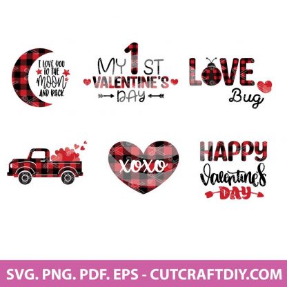 Valentines day buffalo plaid SVG bundle