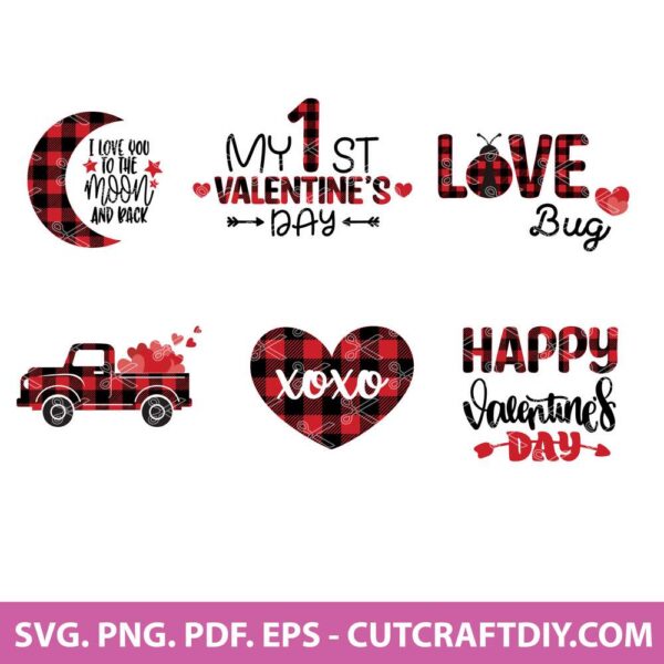 Valentines day buffalo plaid SVG bundle