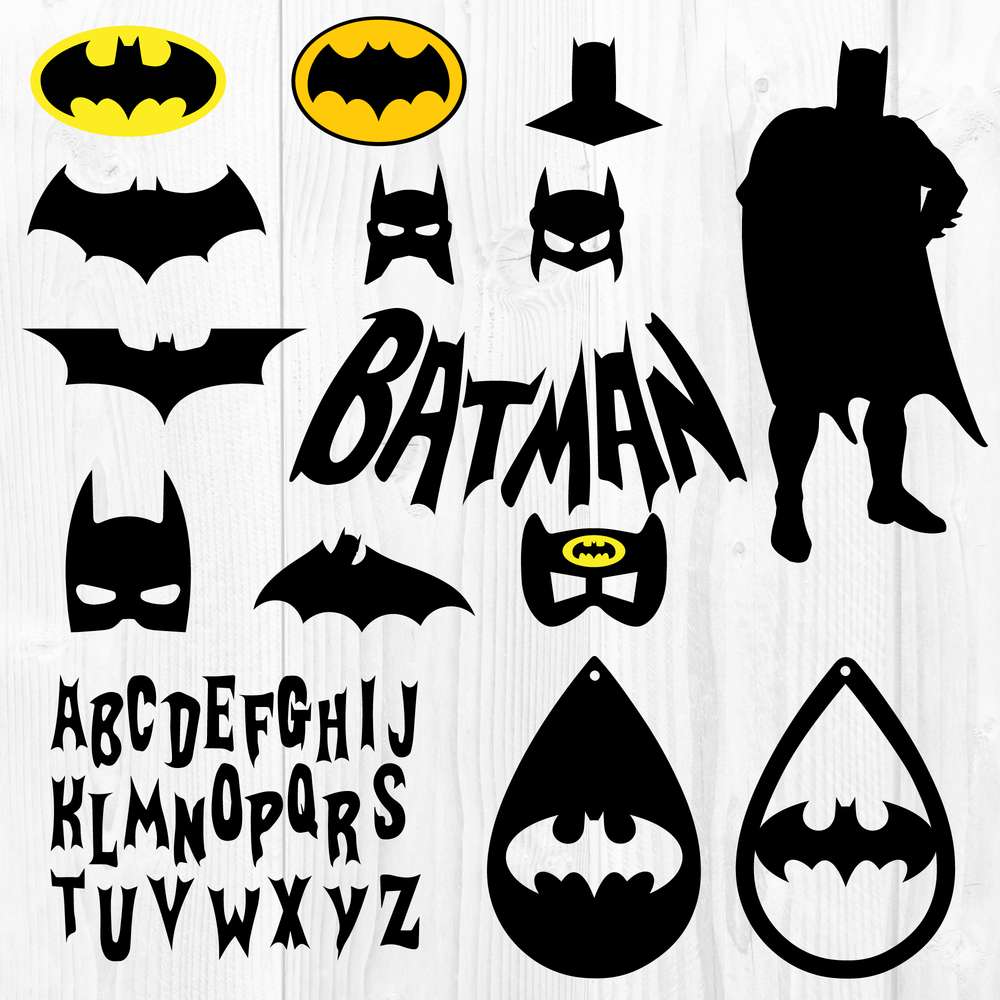 BATMAN SVG Bundle | Batman SVG | Batman Alphabet Font SVG | Batman Earring  SVG | PNG | DXF | EPS | Cut Files for Cricut