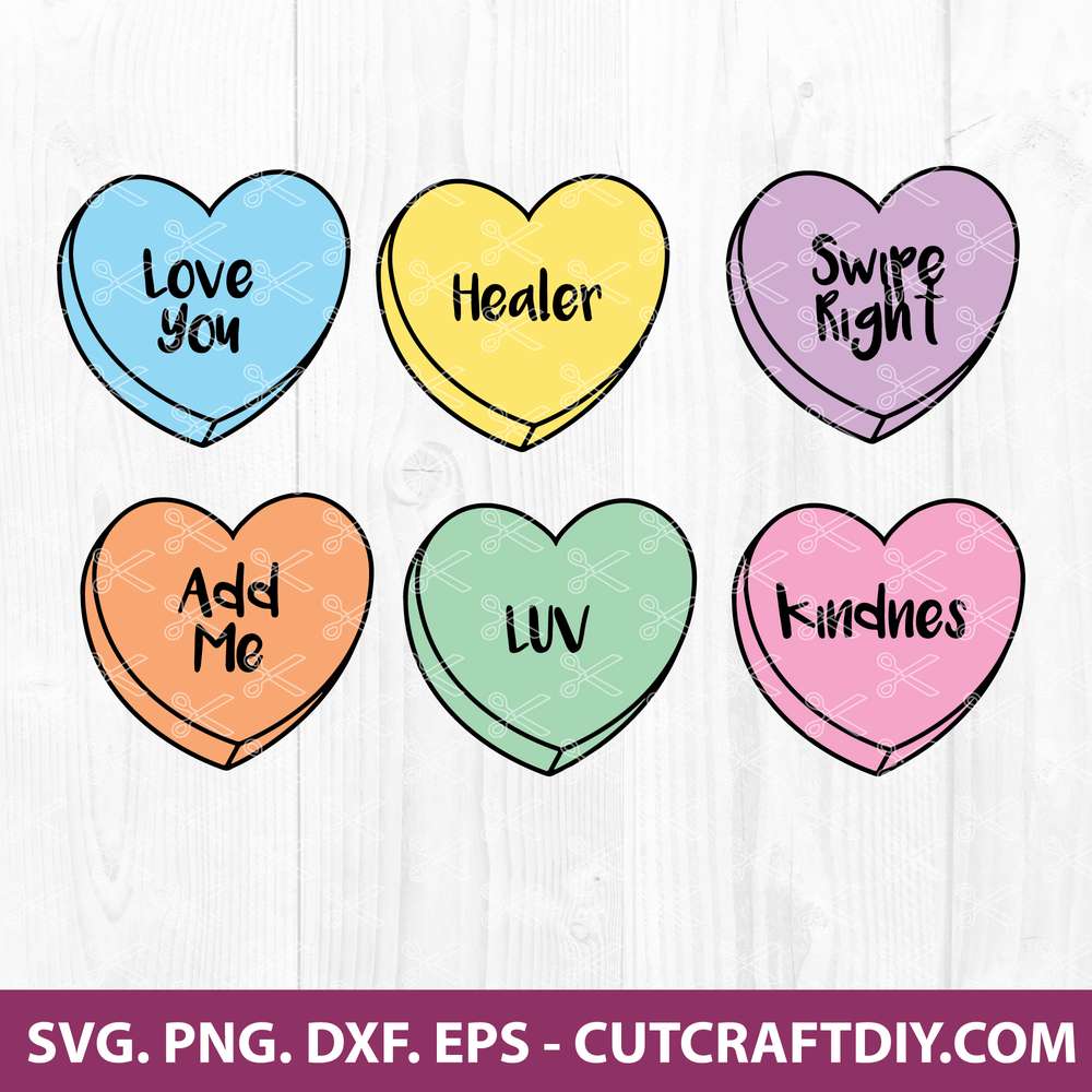 Valentines Day Candy Heart Svg - Funny Conversation Hearts