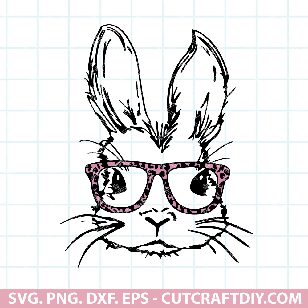 Bunny with glasses svg | rabbit glasses leopard svg | Easter Bunny SVG