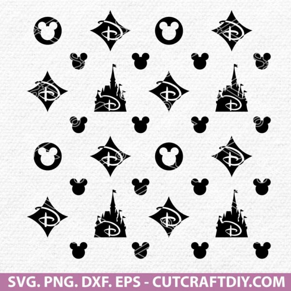 Disney Seamless Pattern Louis Vuitton SVG