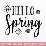 Hello Spring SVG File | Spring SVG Cut File | PNG | DXF | EPS | For Cricut and Silhouette