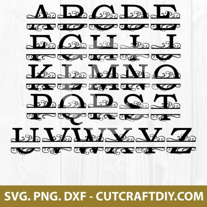 Split Monogram Letters SVG Cut Files