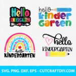 Hello Kindergarten SVG, School SVG, Kindergarten Tee SVG, First Day of School SVG, PNG, DXF, EPS, Cut Files for Cricut and Silhouette