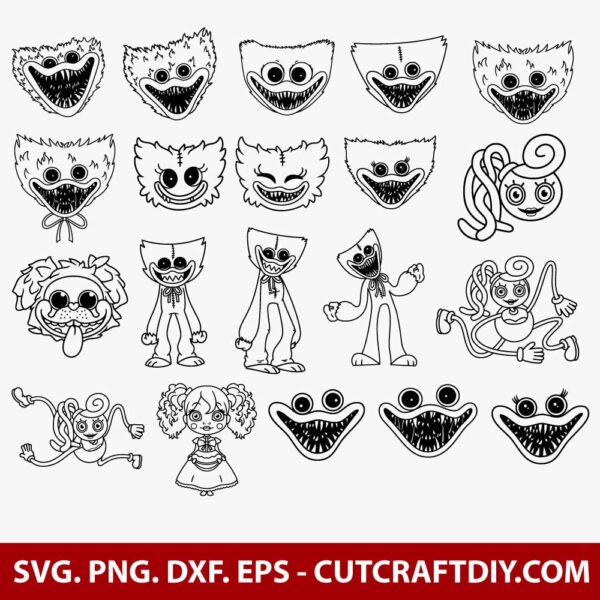 Huggy Wuggy SVG Outlines