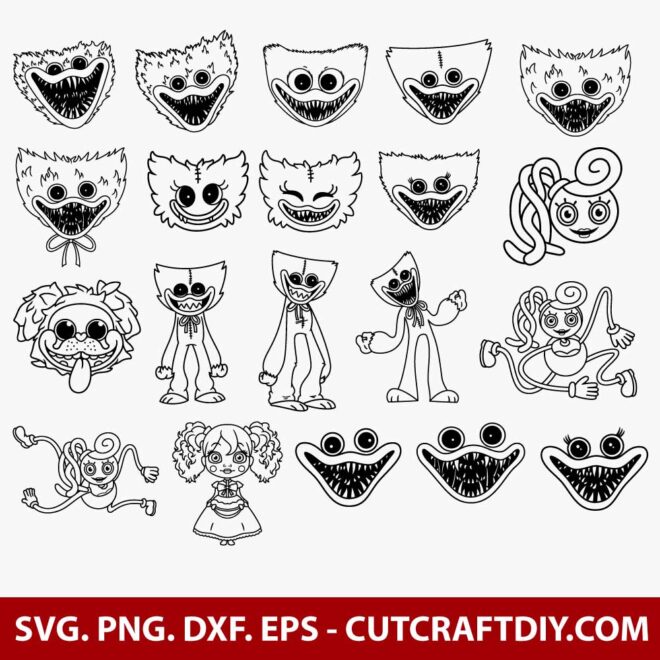 Huggy Wuggy SVG Outlines