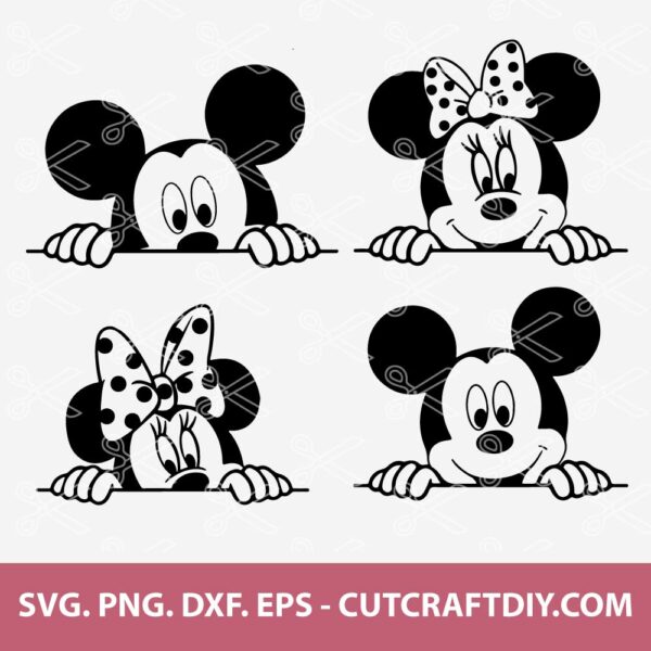 Mickey and minnie peeking svg,