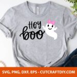 Hey Boo SVG, Cute Ghost SVG, Halloween SVG, PNG, DXF, EPS, Cut Files for Cricut and Silhouette