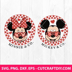 Checkered Mickey and Minnie Mouse SVG