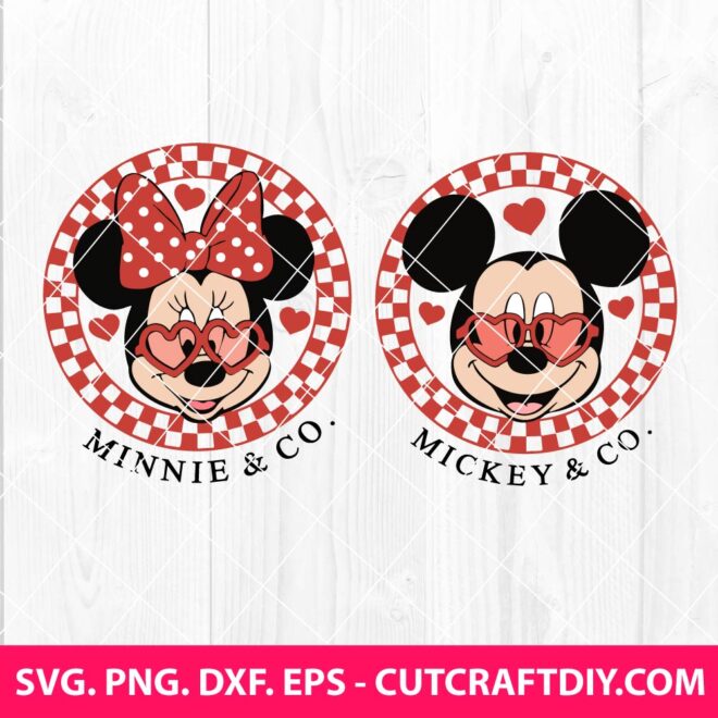 Checkered Mickey and Minnie Mouse SVG