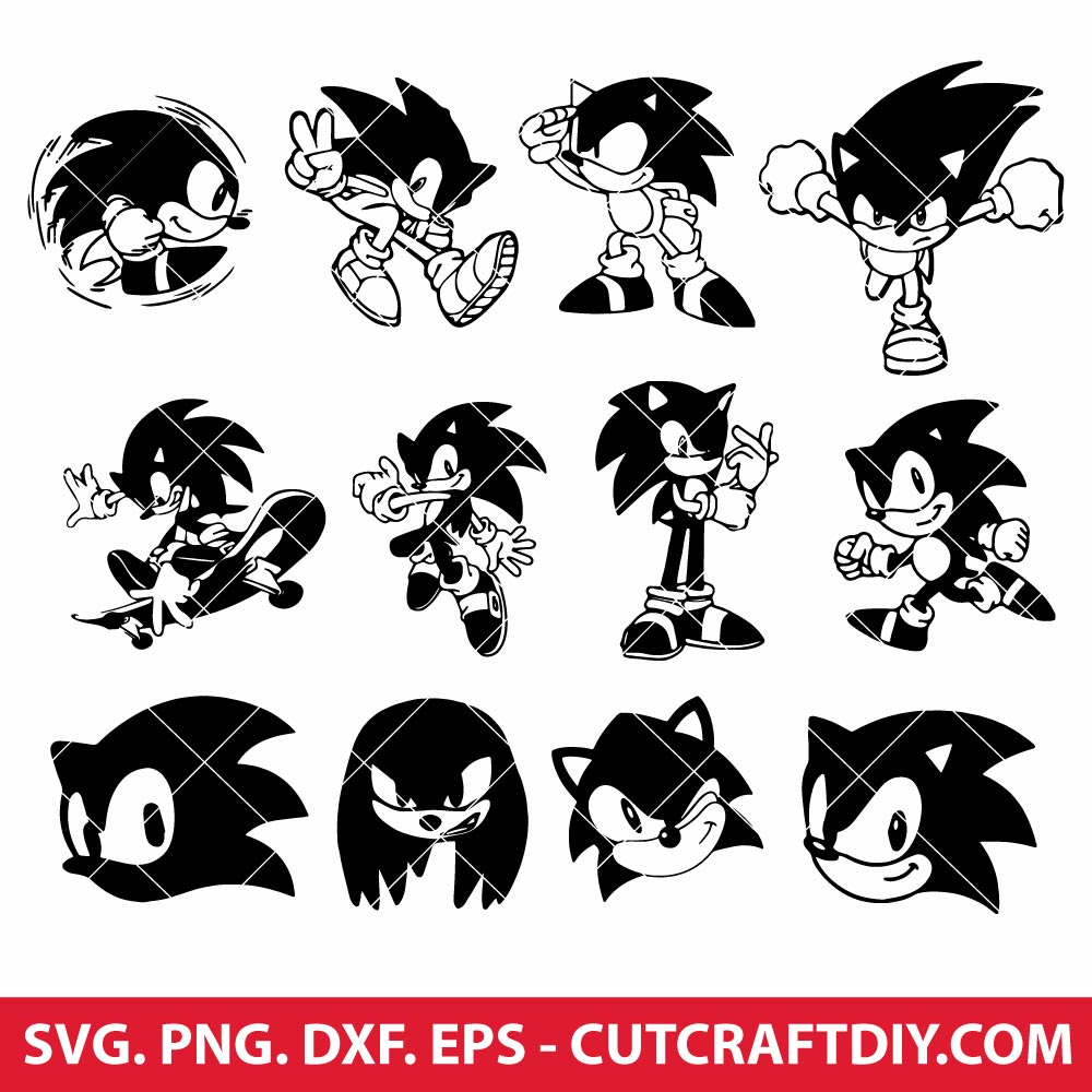 Sonic Face SVG, PNG, DXF Instant download files for Cricut Design Space,  Silhouette, Cutting, Printing, or more