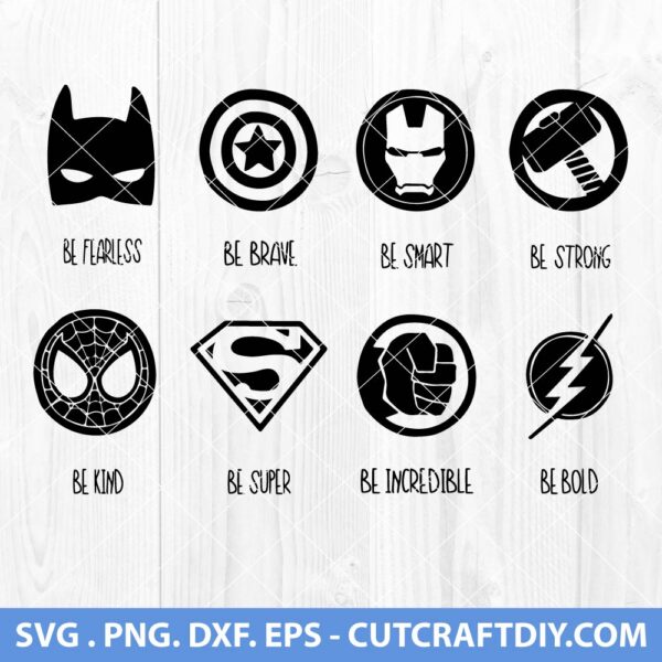 Nursery Wall Art Set Superhero Kids Bedroom Decor SVG