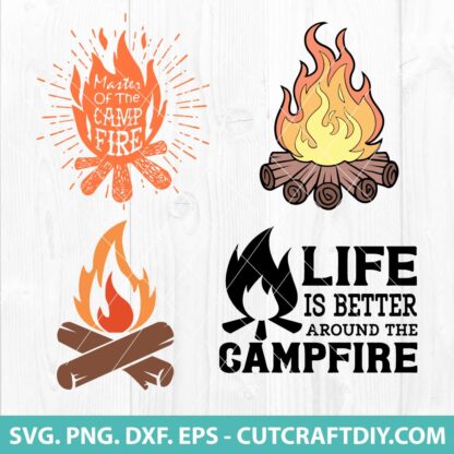 Campfire SVG, Bonfire SVG, Camping SVG, Flame SVG, PNG, DXF, EPS, Cut ...