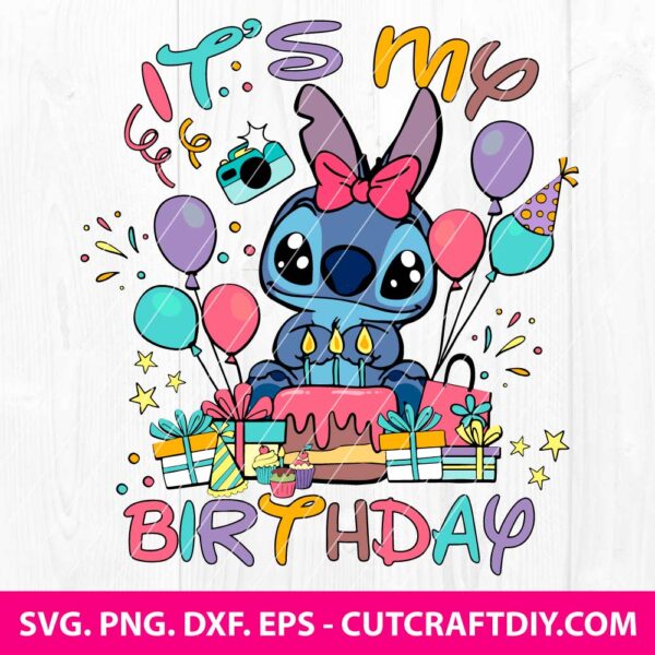 Colorful Stitch It's My Birthday SVG