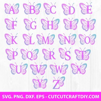 Butterfly Alphabet SVG Cut File