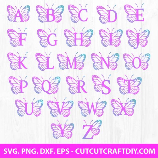 Butterfly Alphabet SVG Cut File