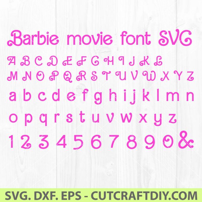 Barbie movie 2023 font alphabet SVG