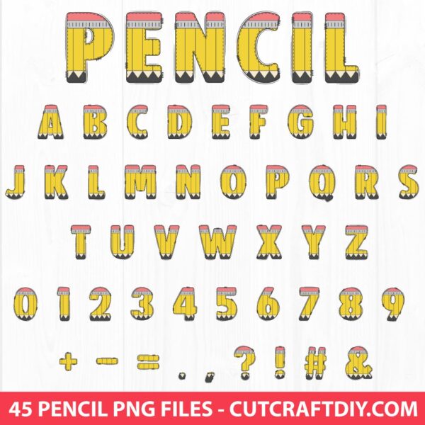 Hand Drawn Back to School Pencil Font PNG