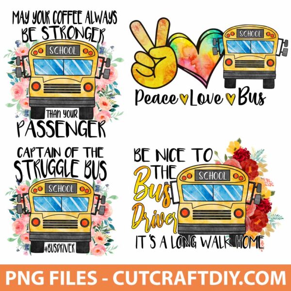 School Bus Sublimation PNG Design