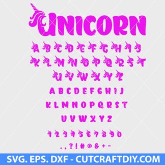Unicorn Alphabet Fonts and Numbers SVG