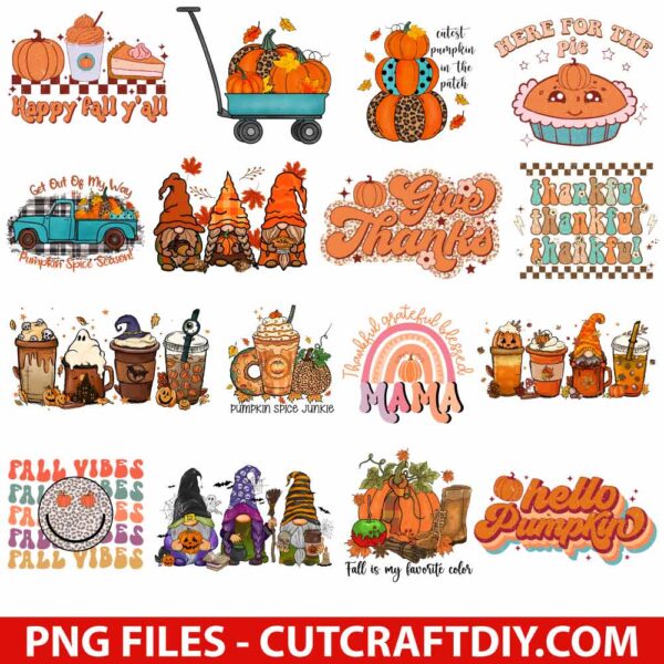 Retro Fall PNG Sublimation Bundle