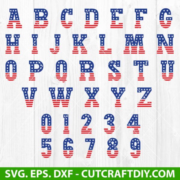 USA FLAG ALPHABET SVG