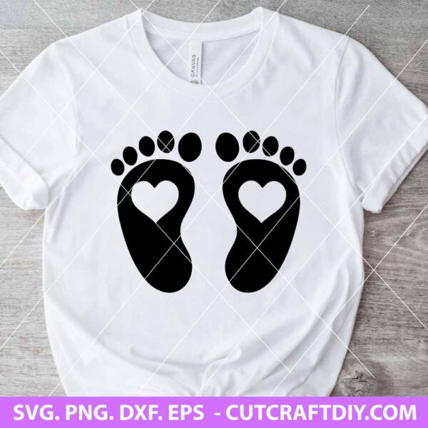 Baby Feet with Heart SVG