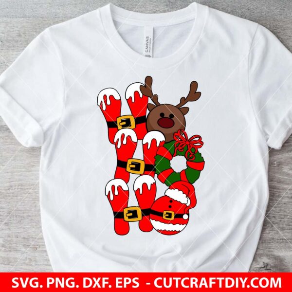 Ho Ho Ho Santa And Deer Christmas SVG