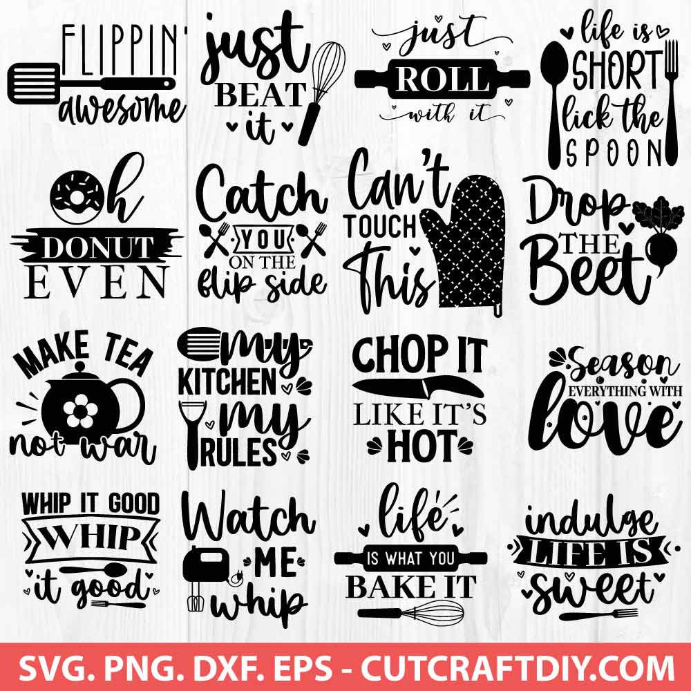 Funny Kitchen Quotes SVG Bundle Free For Commercial Use - So Fontsy