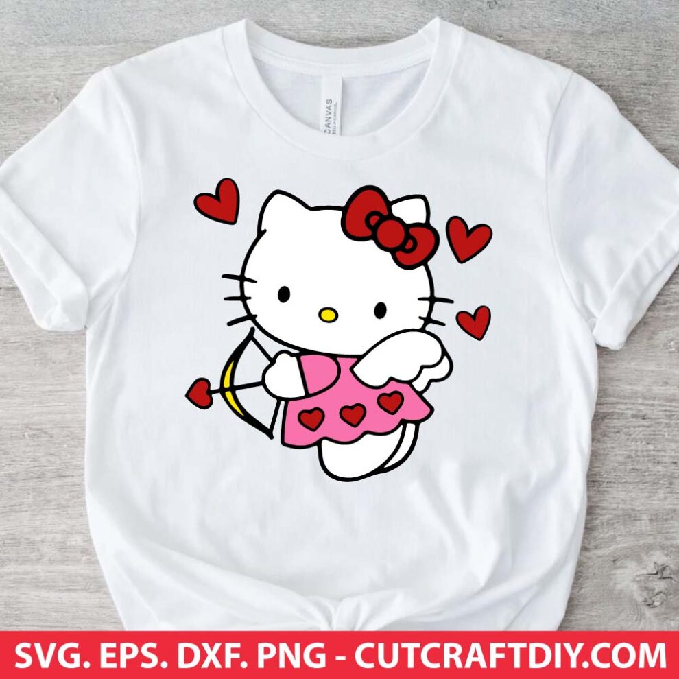 Hello Kitty Valentine's Day SVG, Hello Kitty Cupid SVG, PNG, DXF, EPS ...