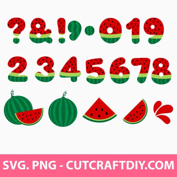 Watermelon Font and Numbers Svg Bundle