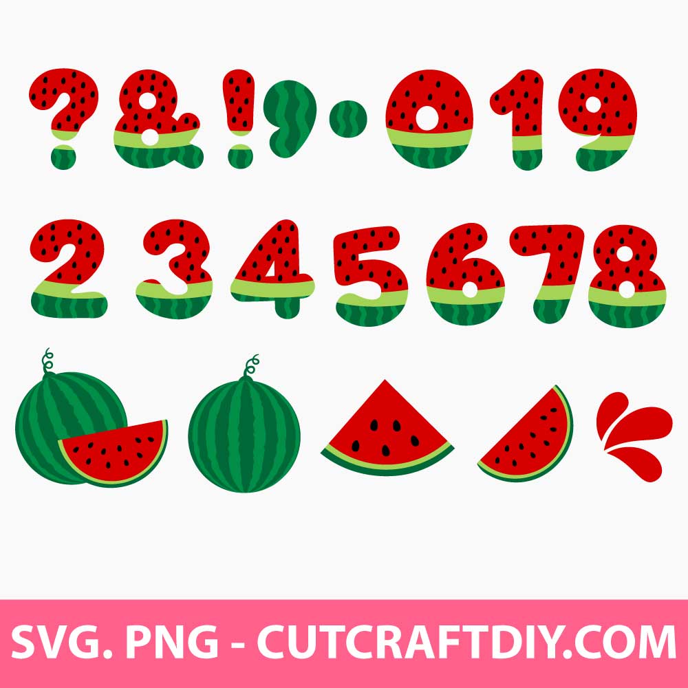 Watermelon Font Svg, Watermelon Letters and Numbers Svg, Full Color SVG ...