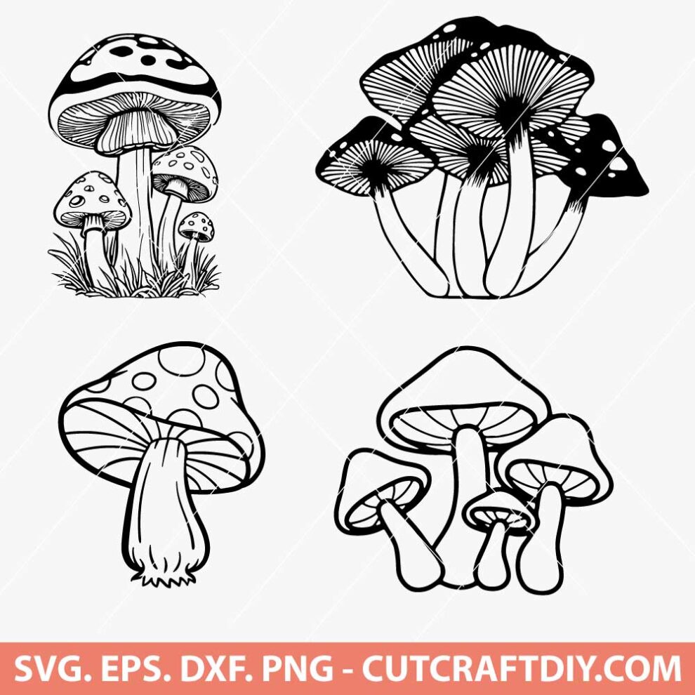 Mushroom svg for cricut vector files: png, dxf, eps, cut files, Digital ...