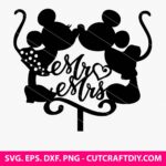 Mr. Mrs. Mickey Minnie Mouse Wedding SVG PNG DXF EPS Cut Files for Cricut and Silhouette Digital Download