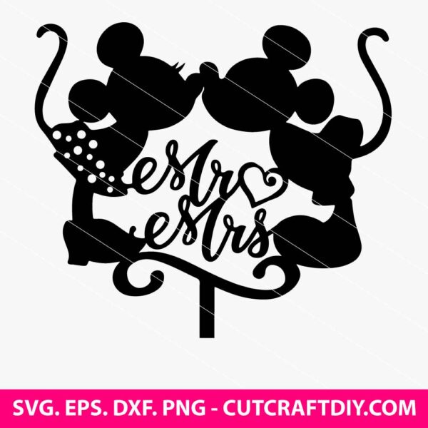 Mr. Mrs. Mickey Minnie Mouse Wedding SVG