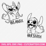 Stitch and Angel SVG PNG DXF EPS Cutting Files for Cricut, Silhouette, Digital Download Clipart