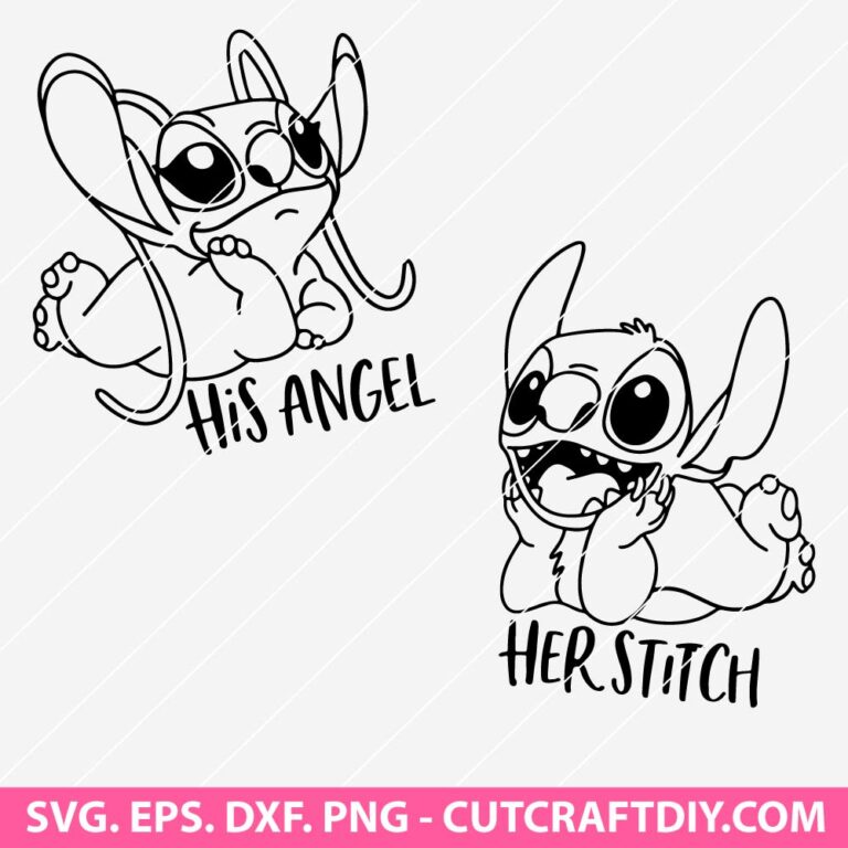 Stitch and Angel SVG PNG DXF EPS Cutting Files for Cricut