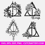 Harry Potter SVG, Deathly Hallows Flower SVG, Wizard SVG, Always SVG, PNG, DXF, EPS, Cutting Files for Cricut, Silhouette, Digital Download