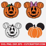 Mickey and Minnie Mouse Halloween Pumpkin SVG Bundle, Trick-or-treat Mickey SVG, PNG, DXF, EPS, Cut Files for Cricut and Silhouette