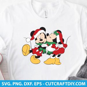 Mickey Kiss Minnie Christmas SVG