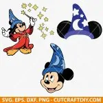 Mickey Mouse Wizard SVG Bundle, Mickey sorcerer hat SVG, Mickey Mouse magic SVG, PNG, DXF, EPS, Cut Files for Cricut and Silhouette