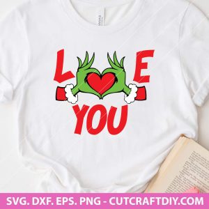 Grinch Heart Hands Christmas SVG