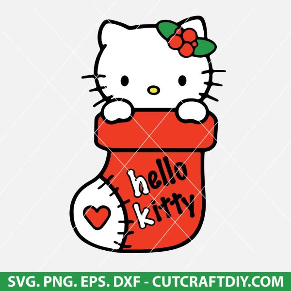 Hello Kitty Stocking Christmas SVG